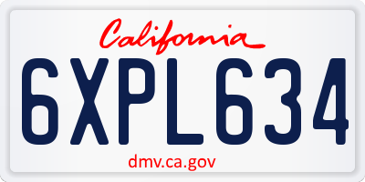 CA license plate 6XPL634