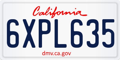 CA license plate 6XPL635