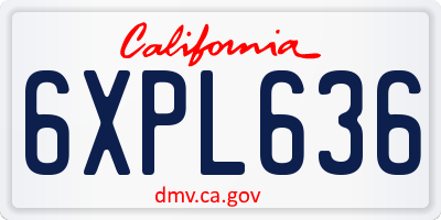 CA license plate 6XPL636
