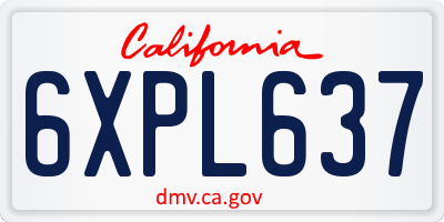 CA license plate 6XPL637