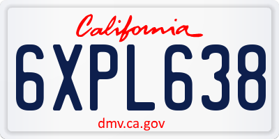 CA license plate 6XPL638