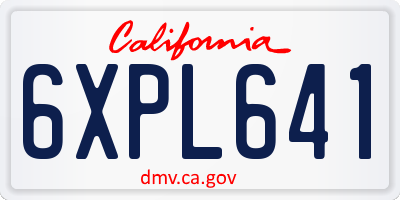 CA license plate 6XPL641