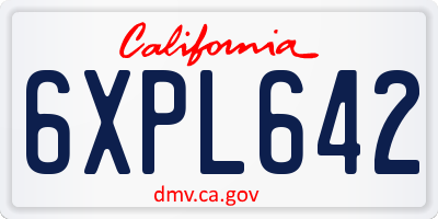 CA license plate 6XPL642