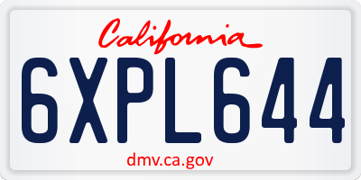 CA license plate 6XPL644