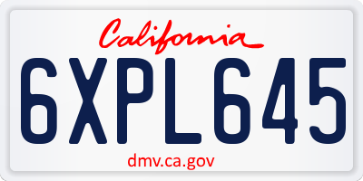 CA license plate 6XPL645