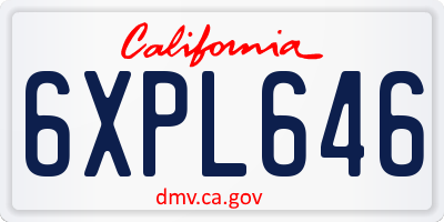 CA license plate 6XPL646