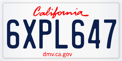 CA license plate 6XPL647