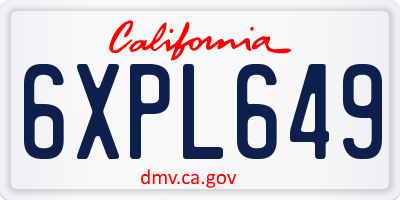 CA license plate 6XPL649