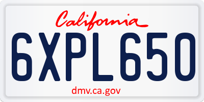 CA license plate 6XPL650