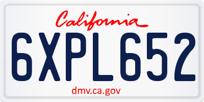 CA license plate 6XPL652
