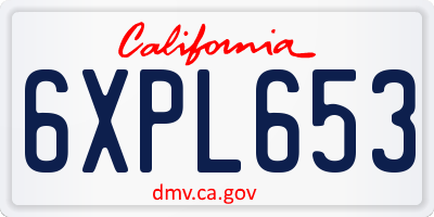 CA license plate 6XPL653