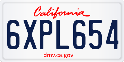 CA license plate 6XPL654