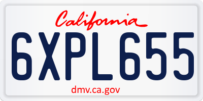 CA license plate 6XPL655