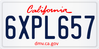 CA license plate 6XPL657