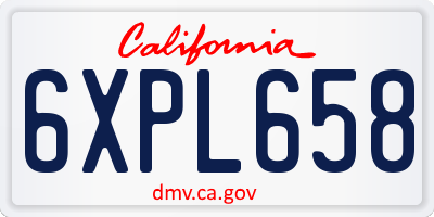CA license plate 6XPL658
