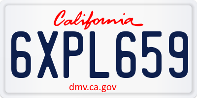 CA license plate 6XPL659