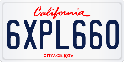 CA license plate 6XPL660