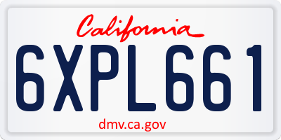 CA license plate 6XPL661