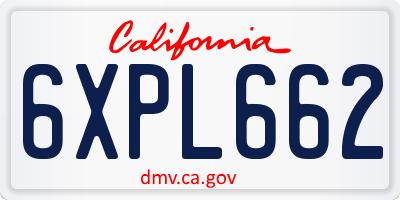 CA license plate 6XPL662