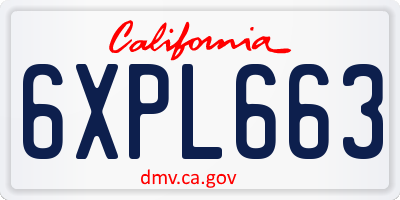 CA license plate 6XPL663