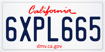 CA license plate 6XPL665