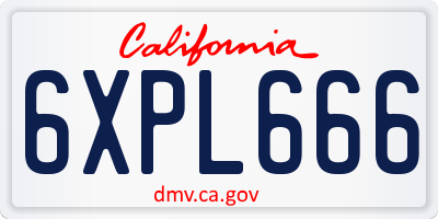 CA license plate 6XPL666