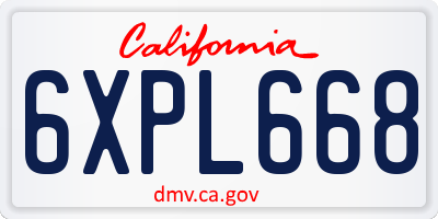 CA license plate 6XPL668