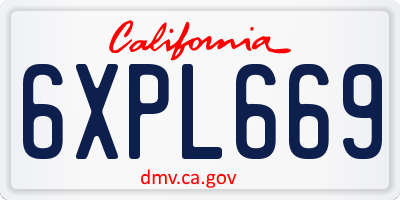 CA license plate 6XPL669