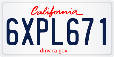 CA license plate 6XPL671