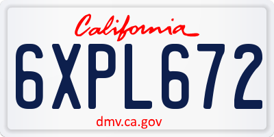 CA license plate 6XPL672