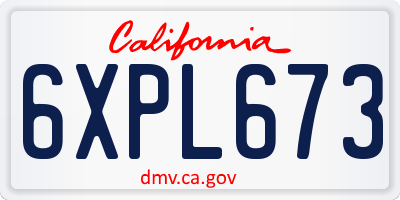 CA license plate 6XPL673