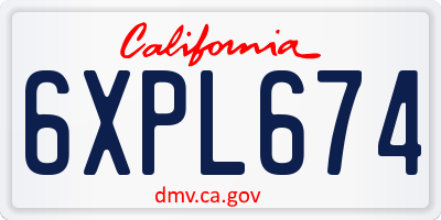 CA license plate 6XPL674