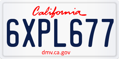 CA license plate 6XPL677
