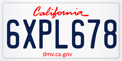 CA license plate 6XPL678