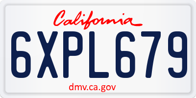 CA license plate 6XPL679