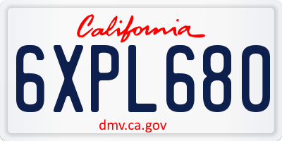 CA license plate 6XPL680
