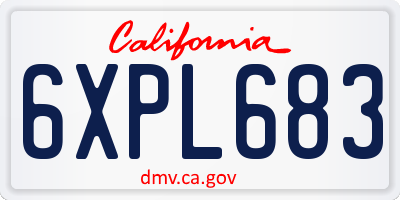 CA license plate 6XPL683