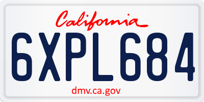 CA license plate 6XPL684