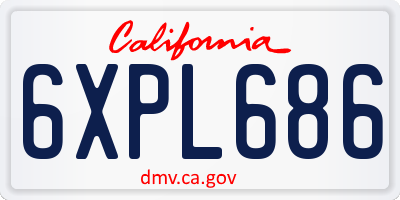 CA license plate 6XPL686