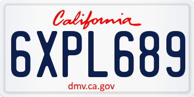 CA license plate 6XPL689