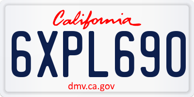 CA license plate 6XPL690