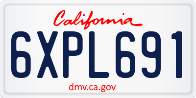 CA license plate 6XPL691