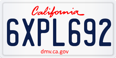 CA license plate 6XPL692