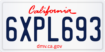 CA license plate 6XPL693