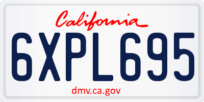 CA license plate 6XPL695