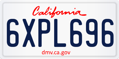CA license plate 6XPL696