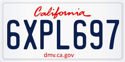 CA license plate 6XPL697