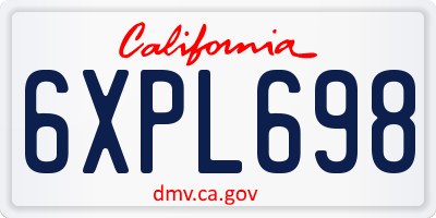 CA license plate 6XPL698