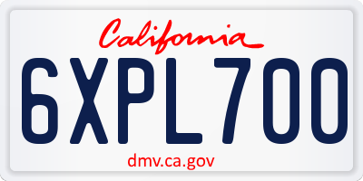 CA license plate 6XPL700