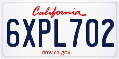 CA license plate 6XPL702
